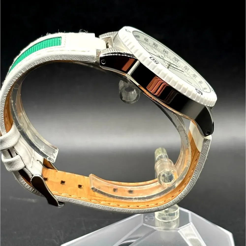 Lacoste Toronto 2010563 White Green Leather Quartz Men's Watch 44mm